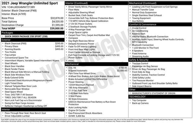 2021 Jeep Wrangler Unlimited Sport
