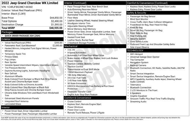 2022 Jeep Grand Cherokee WK Limited 4x4