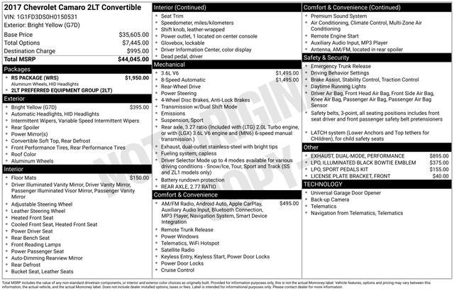 2017 Chevrolet Camaro 2LT 2LT