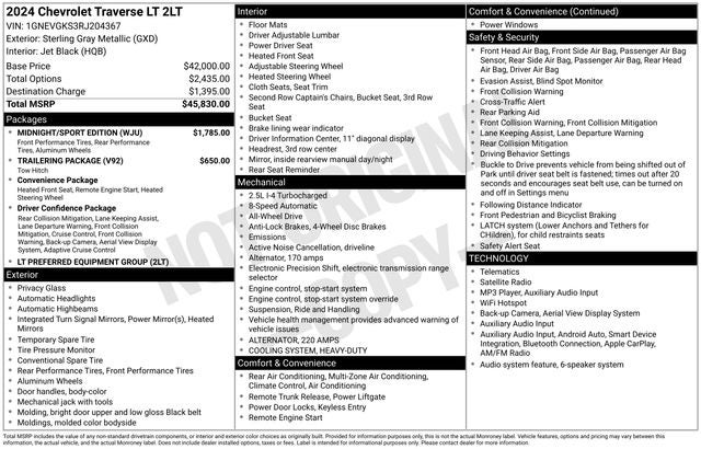 2024 Chevrolet Traverse LT 2LT