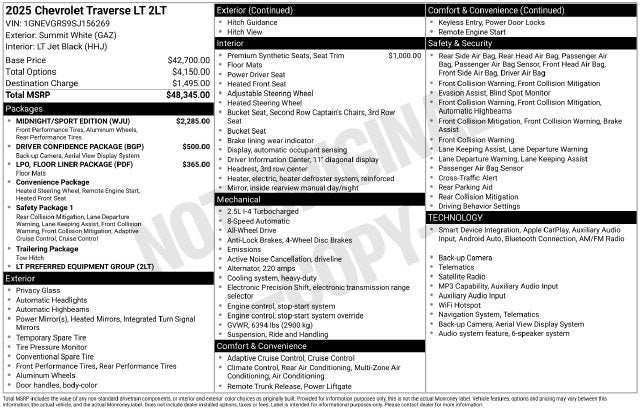 2025 Chevrolet Traverse LT 2LT