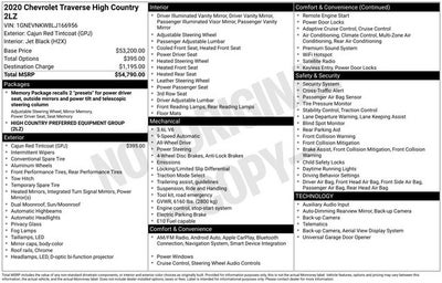 2020 Chevrolet Traverse AWD High Country