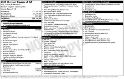 2015 Chevrolet Traverse LT 1LT