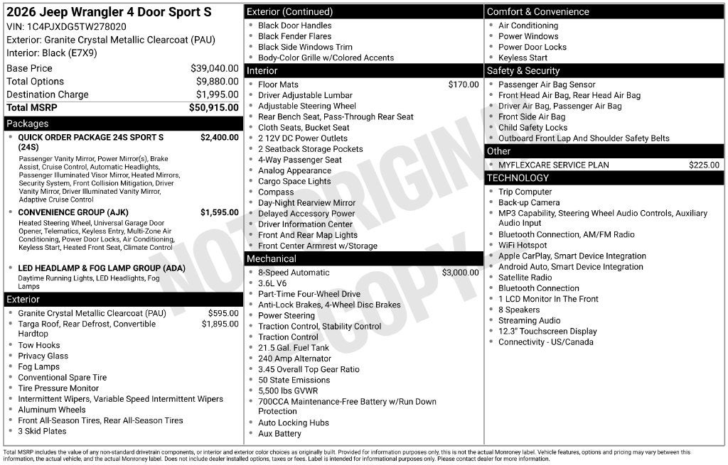 2026 Jeep Wrangler Sport S