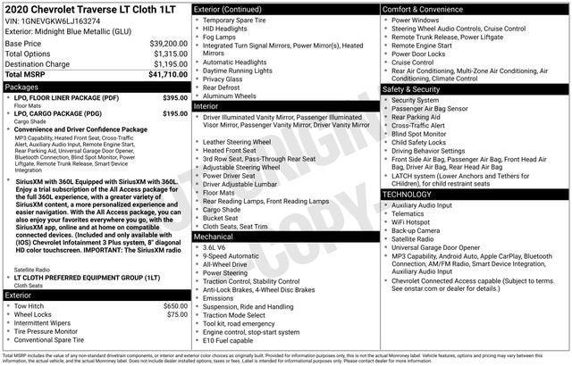 2020 Chevrolet Traverse LT Cloth