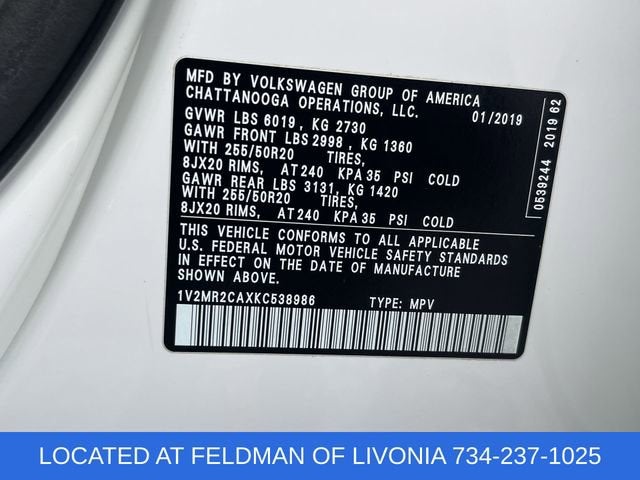 2019 Volkswagen Atlas 3.6L V6 SEL