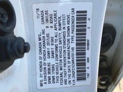 2019 Honda Civic Si Manual w/Summer Tires