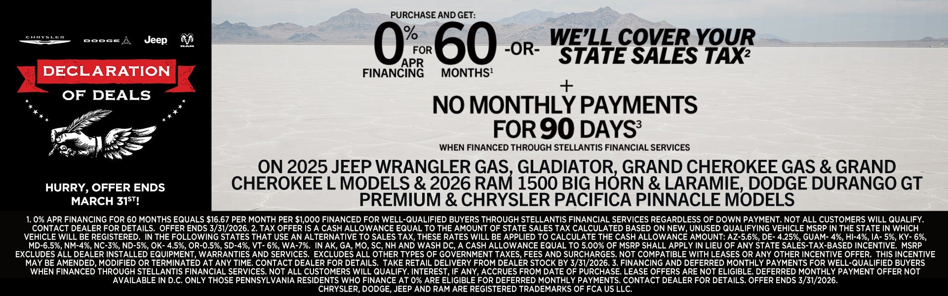 0% For 60 Months OR we'll cover your State Sales Tax + NMP f