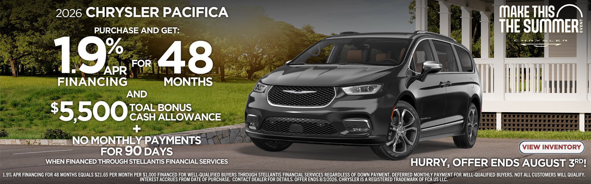 2026 Chrysler Pacifica offer with 1.9% APR financing for 48 